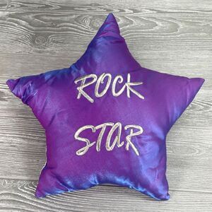 Vintage Y2K 2000s Rock Star Shaped Throw Pillow Blue Purple Colorful Iridescent